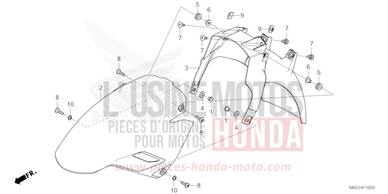 FRONT FENDER for Gold Wing CANDY ARDENT RED (R367B) from 2021